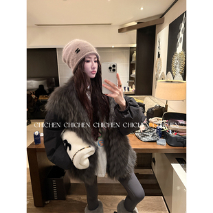 CHICHEN晨妍 95鹅绒oversize两面穿貉子毛鹅绒派克服女 雪岭之旅