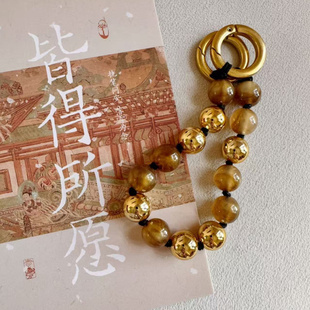 无事小神仙~文琪同款无事珠包包挂件檀木玉石配饰新中式手工编绳