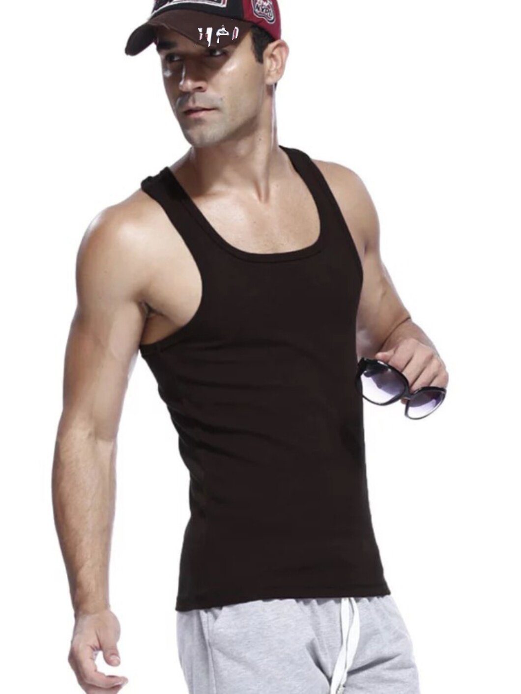 CUSTOM SUMMER MENS VEST SLIM BASE SWEAT VEST COTTON SKINNY SPORTS KOREAN VERSION OF THE TIDE SQUARE NECK SOLID COLOR UNDERWEAR
