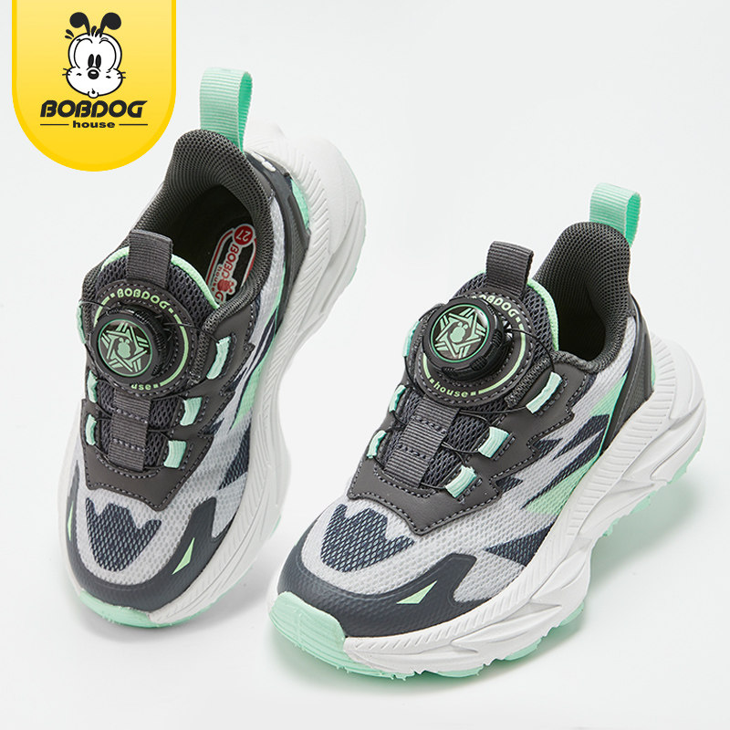 巴布豆男童鞋运动鞋2025秋季新款儿童旋转纽扣中大童女孩透气网鞋