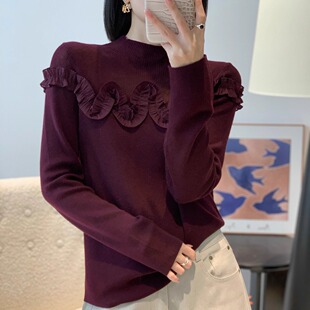 2025秋季新款气质漂亮别致设计感超细羊毛针织衫时尚女人味上衣