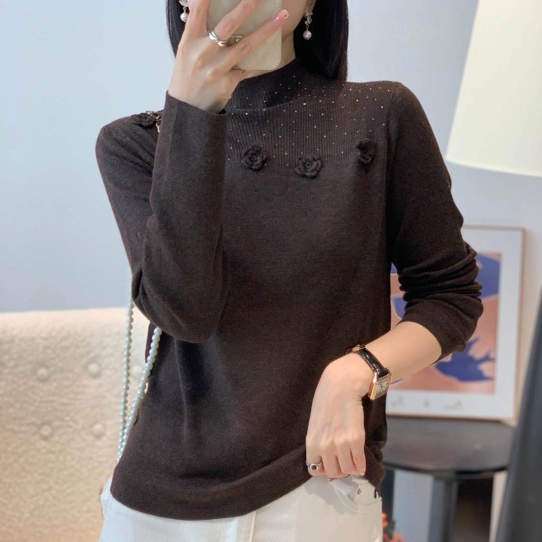 2025秋季新款气质漂亮别致立体花设计感超细羊毛针织衫女人味上衣