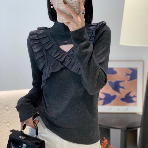 2025秋季新款洋气质漂亮别致设计感超细羊毛针织衫甜辣女人味上衣