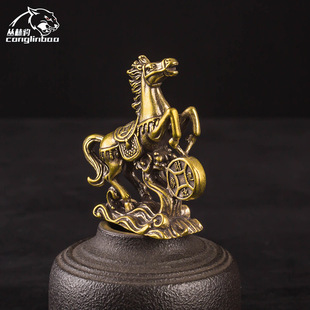 黄铜抬腿踩钱马到功成摆件生肖招财马像摆设装饰纯铜工艺个性礼品