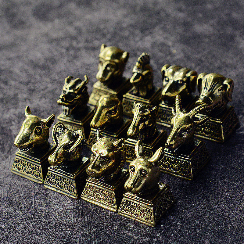 纯铜圆明园全套十二生肖兽首客厅红酒柜架子摆饰中国风小摆件礼物