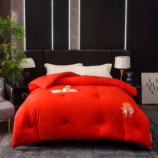 雅鹿家纺大豆丝绵被芯子婚庆结婚大红色保暖加厚新款陪嫁双人喜被