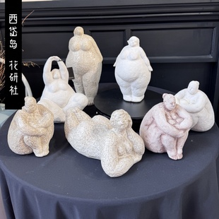 饰品软装 西岱岛出口原单陶瓷胖女人系列雕塑摆件装 家居