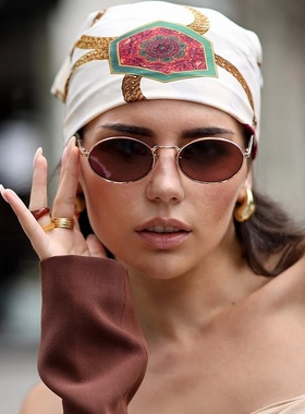 欧美老钱风金属太阳镜女感复古港风时尚眼镜ins小框墨镜男士