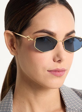 欧美菱形多边形小框复古墨镜女款潮新款时髦凹造型街拍小脸太阳镜