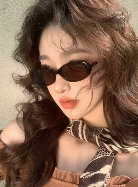 新款日系复古网红甜酷猫眼墨镜女感防晒太阳眼镜街拍太阳镜潮