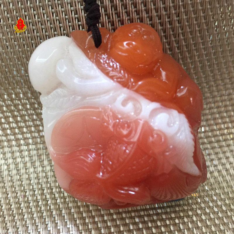 福济堂 天然南红玛瑙封侯拜相雕件三色南红 手把件名利双收保山料