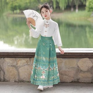 马面裙女童汉服2023新款中国风改良套装秋季长袖儿童古装明制唐装