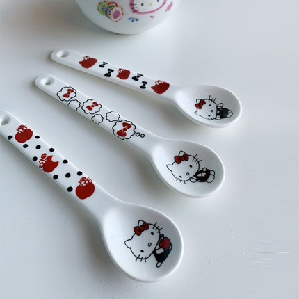 hellokitty陶瓷调羹可爱喝汤匙家用勺子高颜值儿童饭勺创意甜品勺