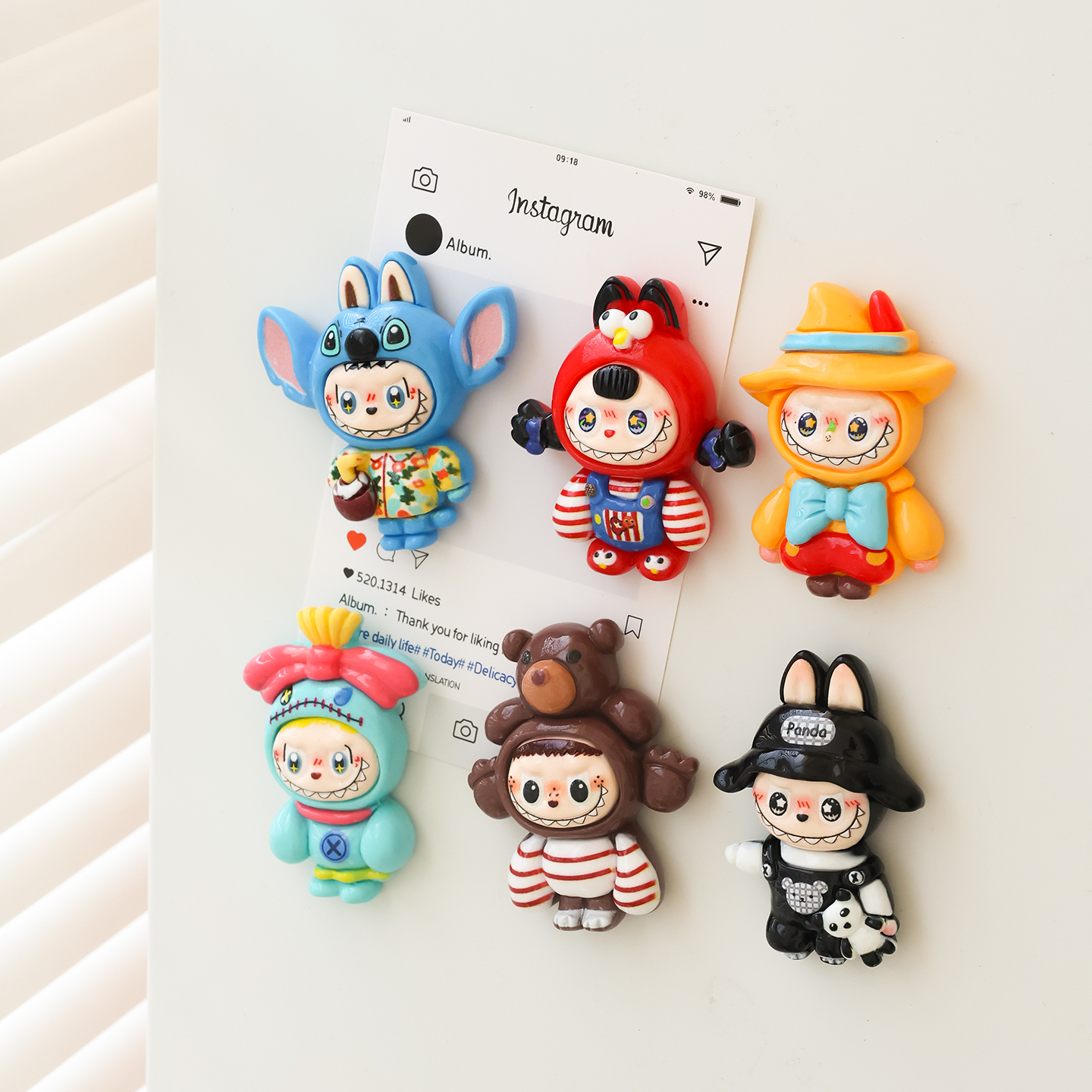 可爱变装拉布布公仔冰箱贴磁贴个性创意吸铁石磁力贴入户门洞洞板