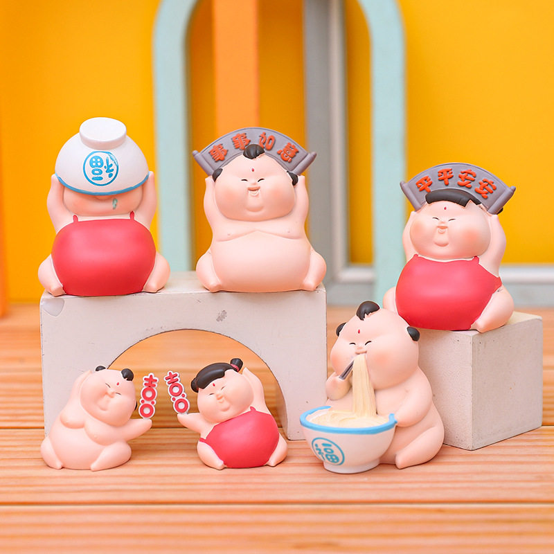 年画宝宝福娃盲盒福气大肚娃娃公仔手办新年吉祥礼物喜气摆件工艺