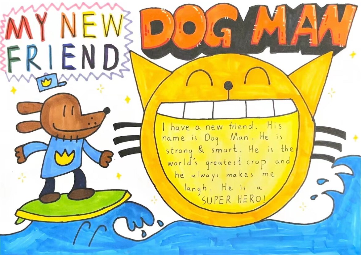 神探狗狗读后感读书英文英语手抄报小报模板黑白线稿小学生课外读