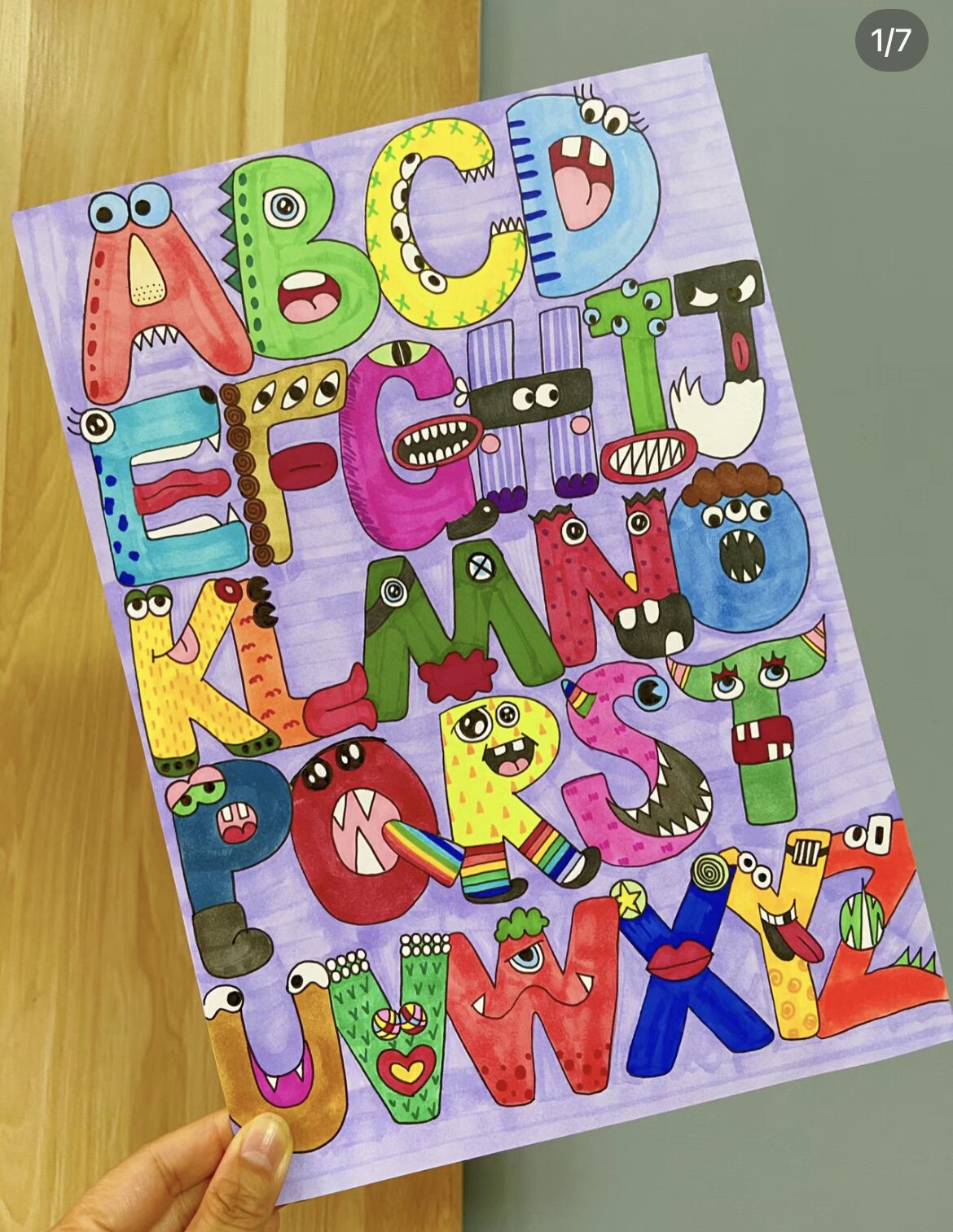26个英文字母主题绘画儿童画简笔画电子版模板小学生剪贴创意拼音