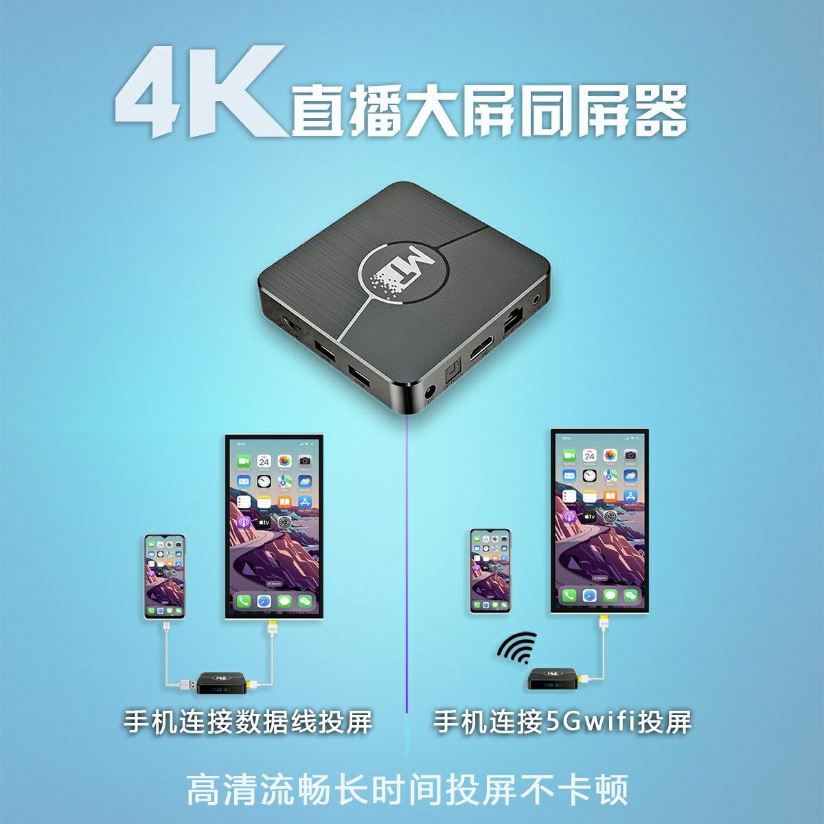 4k高清安卓苹果手机5gwifi无线投屏器盒电视机HDMI直播大屏专业版