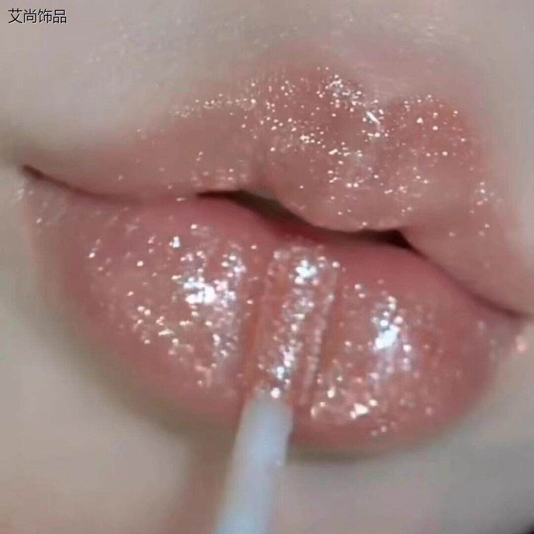 爆闪水光唇釉保湿滋润显白不沾杯透明唇蜜不粘腻玻璃镜面口红叠涂