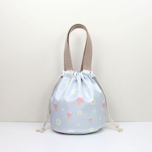 圆形饭盒包手提袋子防水早餐袋便当包便携外出收纳袋午餐盒饭包袋