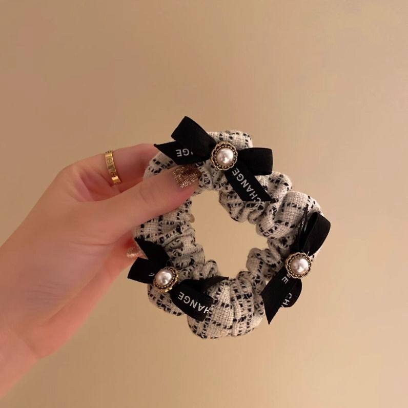 韩国高级感小香风蝴蝶结珍珠头绳2024新款皮筋女扎头高颜值发圈秋,家庭/个人清洁工具,发圈/发网,淘宝优惠券,粉丝福利购,淘宝优惠卷