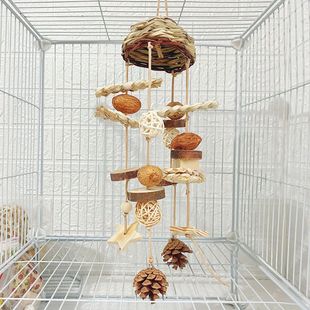 鹦鹉用品大全啃咬玩具天然果实玉米皮撕咬解闷磨嘴挂串鸟笼配挂件