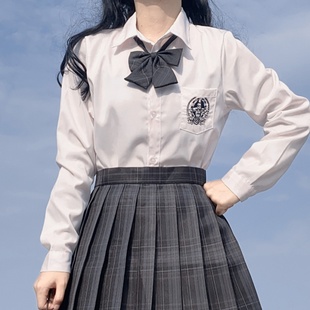 女装 浩海JK白衬衫 衬衫 短袖 衬衣日系校供感学院风 刺绣制服白色长袖