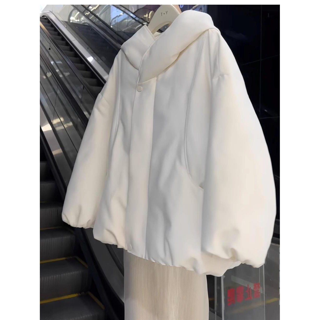 2026年新款韩版复古纯色感连帽棉服外套女冬季宽松防寒棉衣