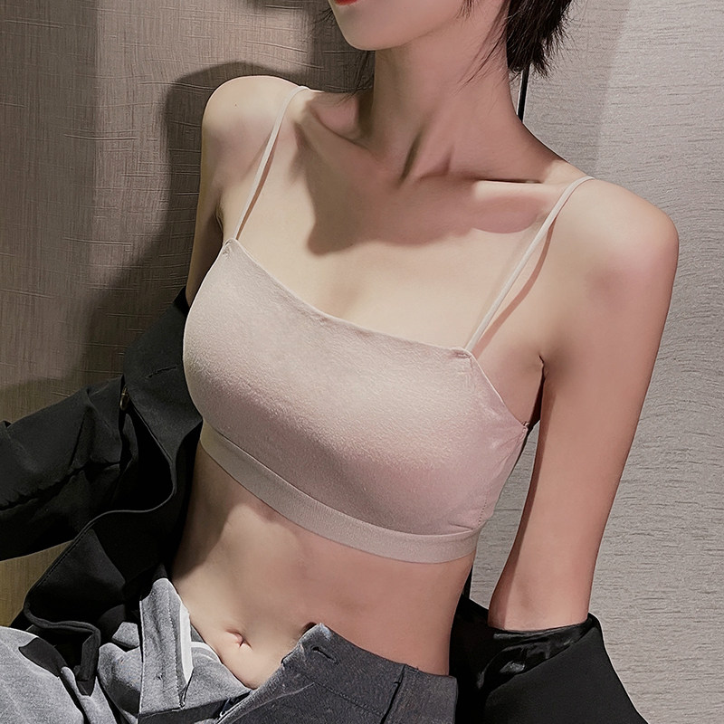 内衣女夏季薄款小胸聚拢性感抹胸背心式裹胸防走光细肩带美背文胸