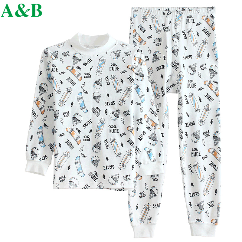 ab男童100%卡通半高领保暖内衣