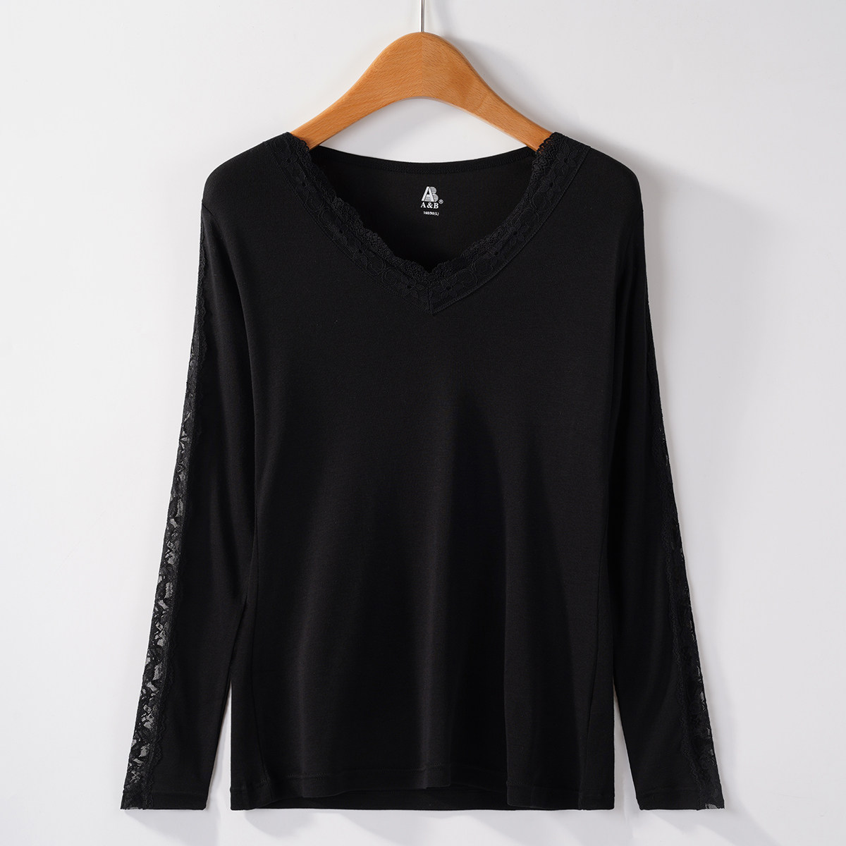 断码清仓 ab上衣女式黑色长袖t恤莫代尔打底衫秋冬修身紧身内搭