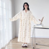 日式浴袍纯棉纱布大码胖mm200斤春秋长袖吸水速干睡裙浴衣家居服