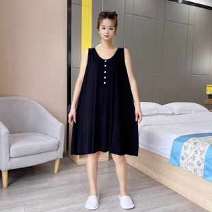 薄款 胖mm加肥200斤莫代尔夏季 背心睡衣家居服 睡裙女大码 简约无袖