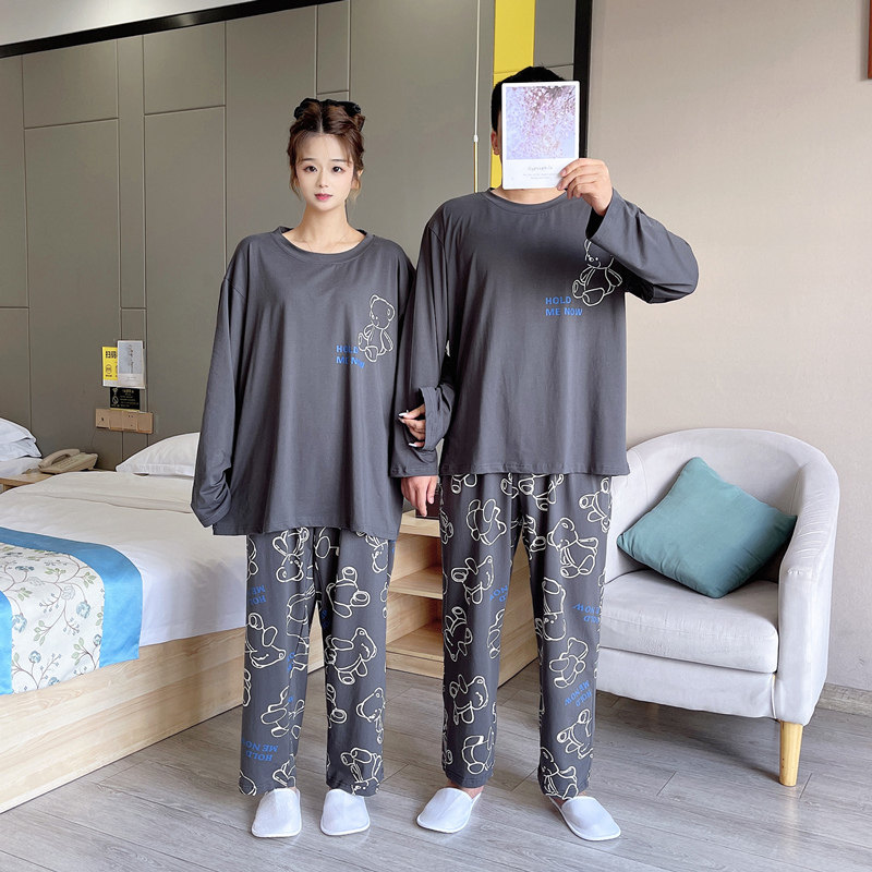 小熊情侣睡衣女加肥加大码220斤圆领纯棉春秋长袖男士家居服套装,女士内衣/男士内衣/家居服,睡衣/家居服套装,淘宝优惠券,粉丝福利购,淘宝优惠卷