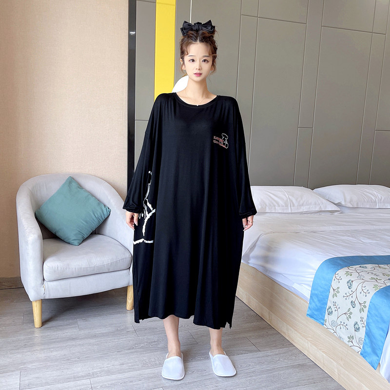 莫代尔春秋可爱小熊大码睡裙女