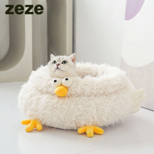 zeze小鸡猫窝四季 深度睡眠 通用猫床猫咪睡觉垫子冬季 保暖包裹式