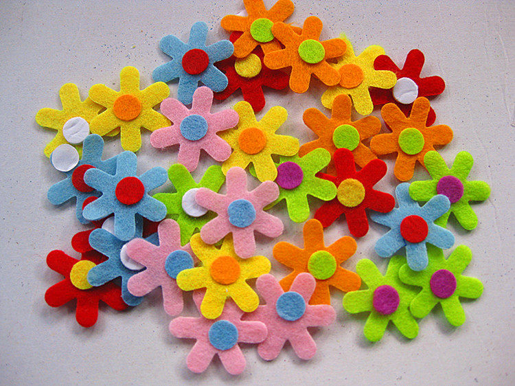 幼儿园区角投放材料 无纺布彩色不织布小花朵 儿童益智手工
