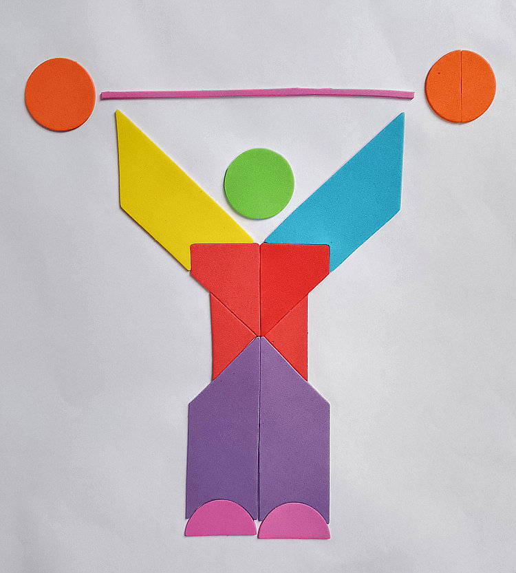 7付一套运动会运动员七巧板贴纸 幼儿区角益智拼图创意拼贴画粘