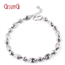 吉上吉珠宝铂金手饰Pt950手镯白金圆珠蛋珠手链新品男女情侣手环