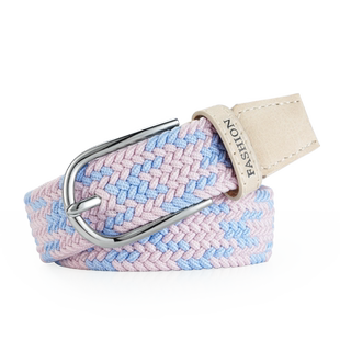 免打孔皮带女士百搭牛仔裤帆布腰带编织松紧弹力学生懒人布带女款