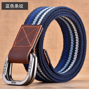 带女通用加长潮 休闲裤 复古双环扣帆布腰带男士 皮带百搭学生工装