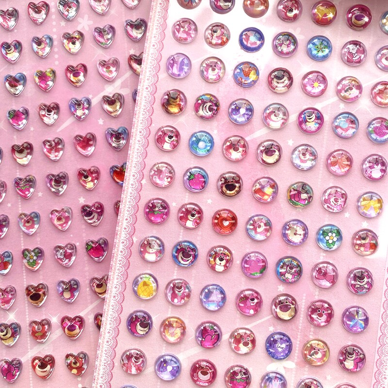 卡通草莓熊水晶钻石贴可爱立体钻石贴纸闪亮水晶女孩公主奖励黏贴