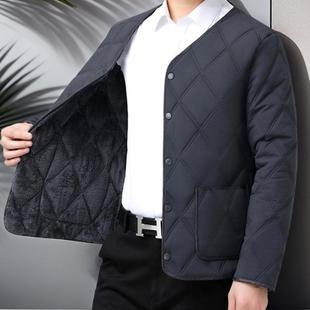 秋冬男内胆棉衣加绒 男士超声波压花内胆加厚中老年休闲V领棉外套