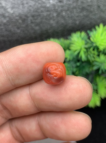 天然南红玛瑙老型雕刻桶珠单珠满肉手串diy配饰件尺寸10.2*9.2mm