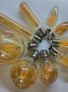 复古爱迪生led灯泡茶色玻璃护眼暖光龙珠泡T300灯管ST64灯泡e1427