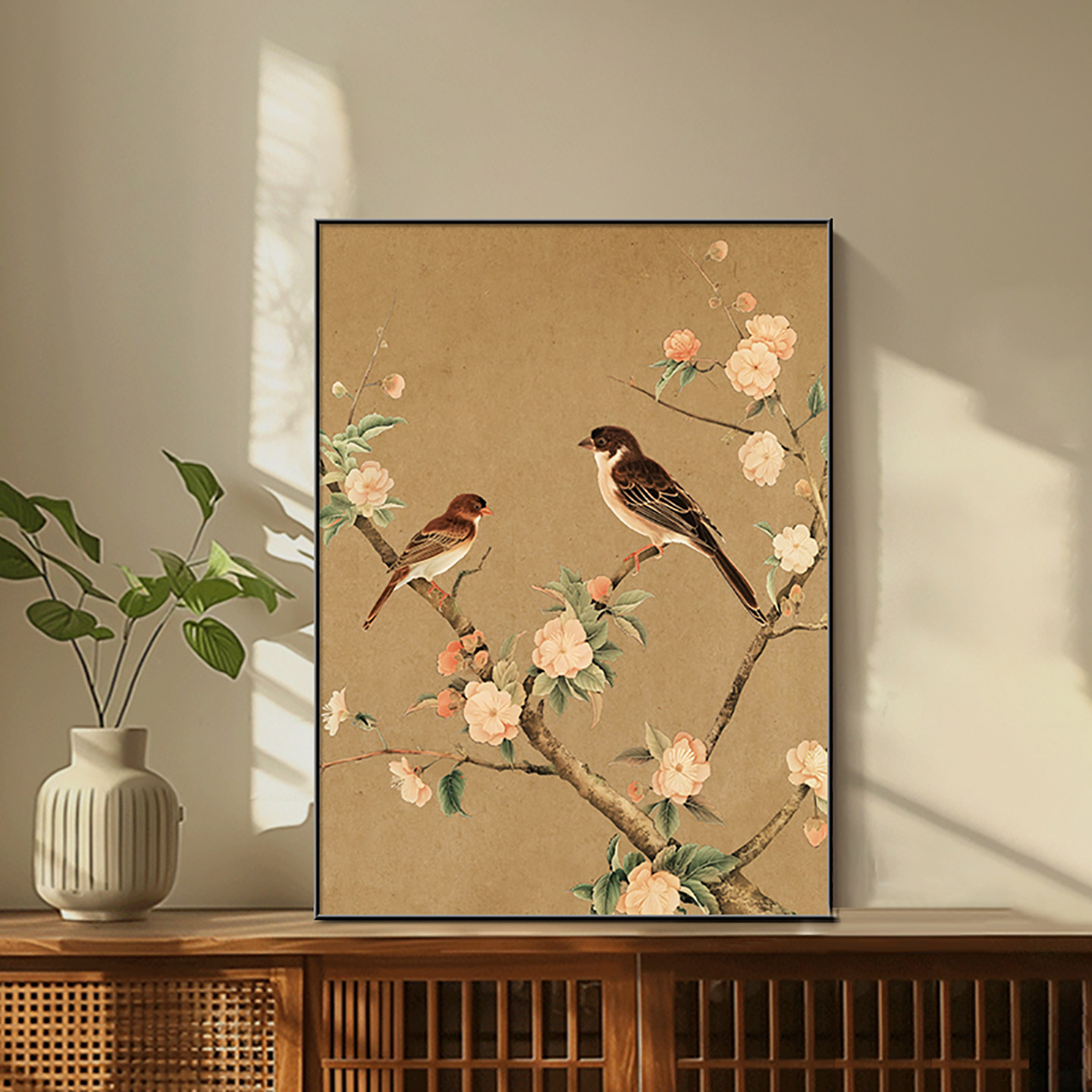 花鸟图宋代美学装饰画喜上眉梢新中式茶室禅意挂画客厅沙发墙壁画