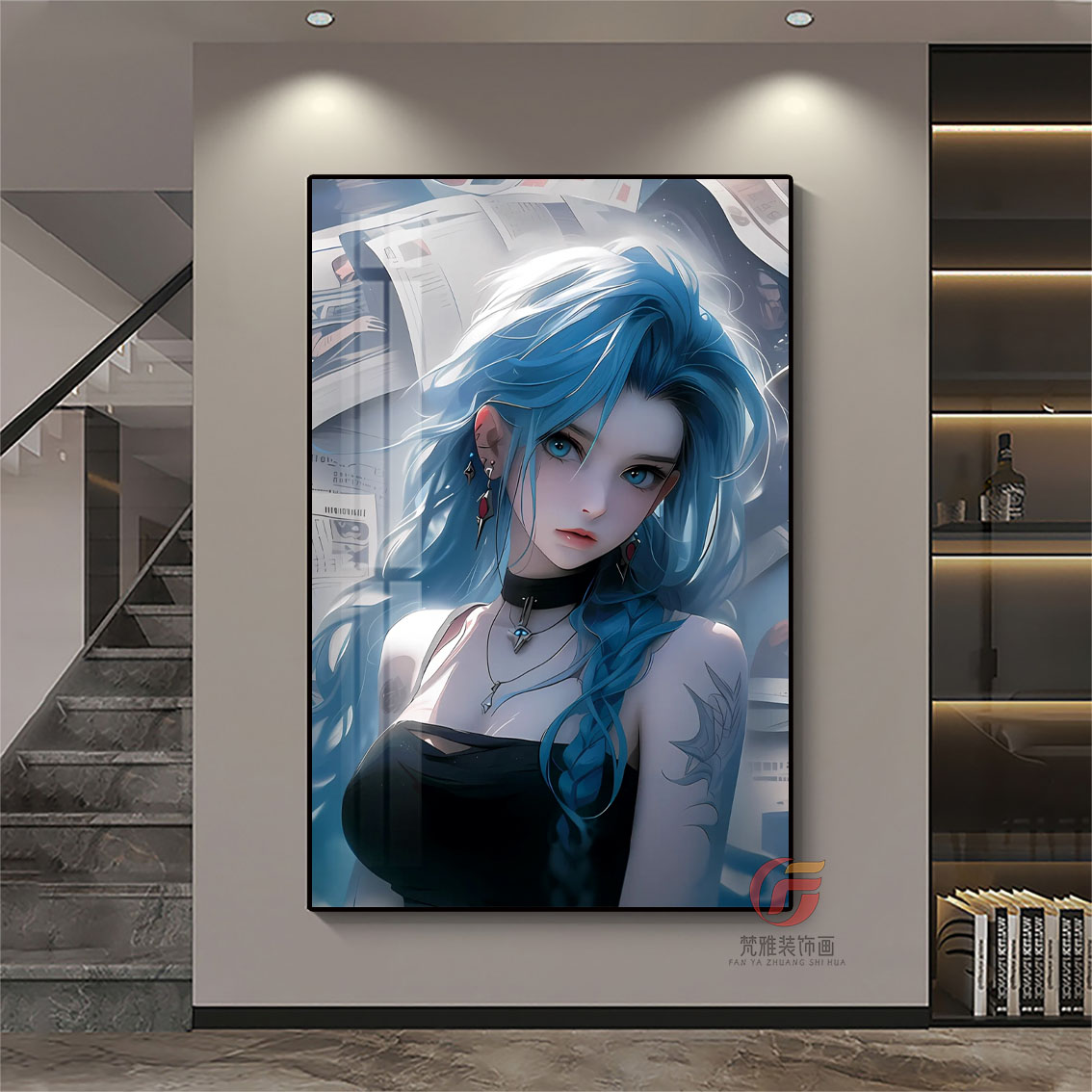 英雄联盟金克丝暴走萝莉挂画二次元动漫美女电竞房网吧游戏装饰画