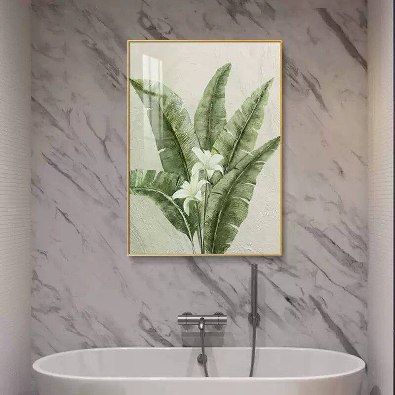 空间延伸浴室卫生间墙面装饰画绿植洗手间壁画厕所背景墙防水挂画