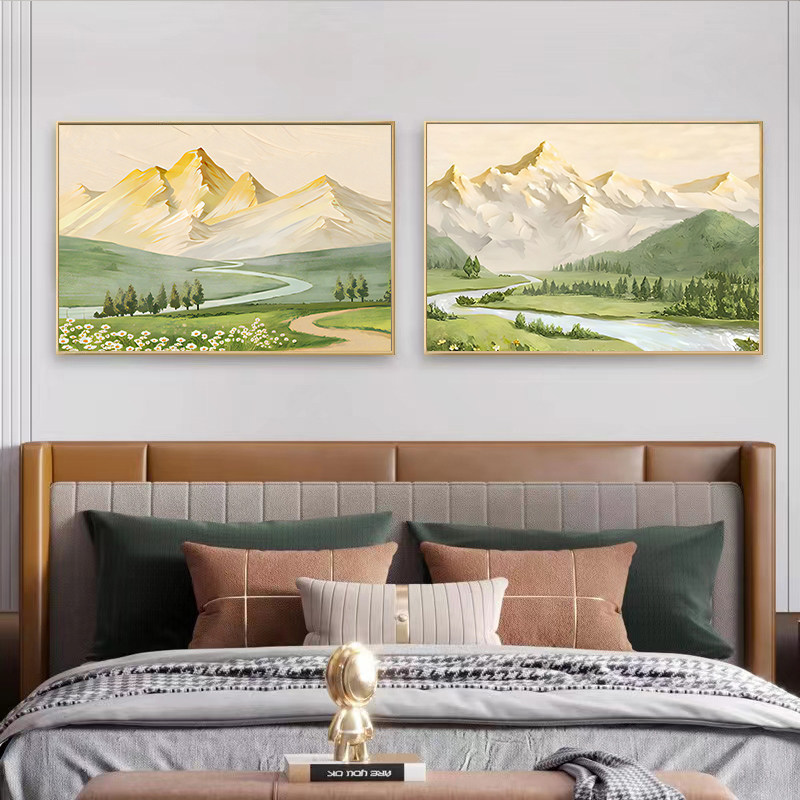 日照金山客厅装饰画沙发背景墙山水风景房间床头壁画卧室餐厅挂画