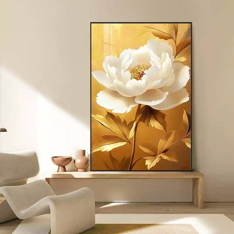 黄色花朵挂画沙发背景墙客厅装饰画大气卧室入户玄关走廊过道壁画